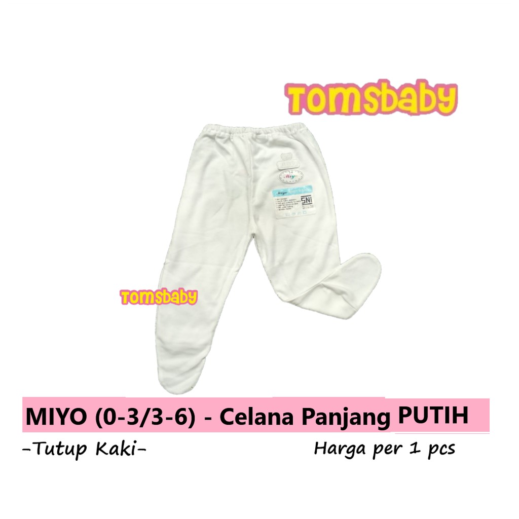 MIYO 1pcs Celana Panjang TUTUP KAKI PUTIH POLOS (0-3bln / 3-6bln)