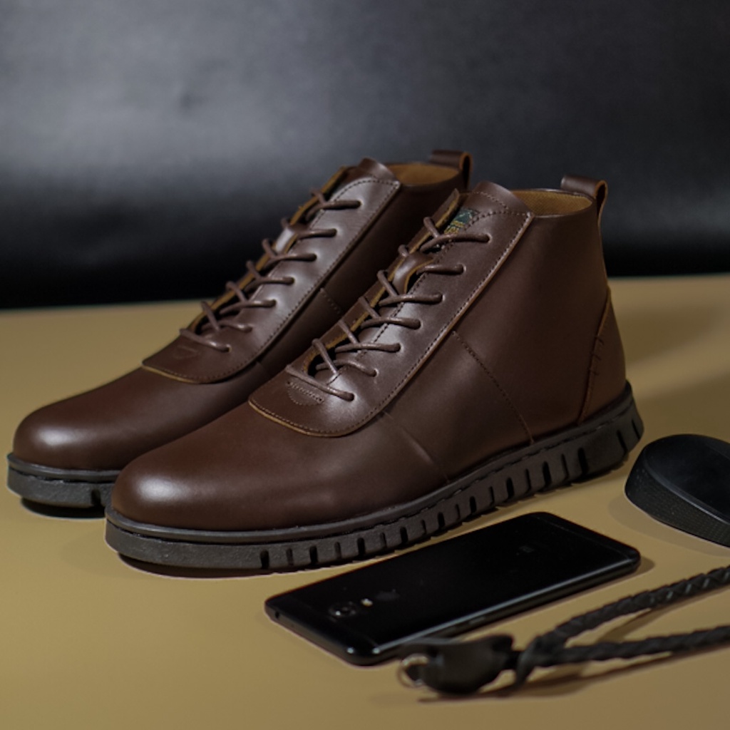 Nathan Brown | Sepatu Kulit Asli Formal Vintage Klasik Simpel Pria Cowok Men Boots | FORIND x BARNUM