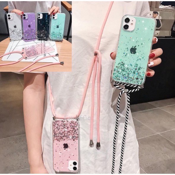 Glitter Lanyard Case - Sling Case - For iPhone 6 7 8+ X XR XS Max 11 Pro Max 12 MINI PRO MAX