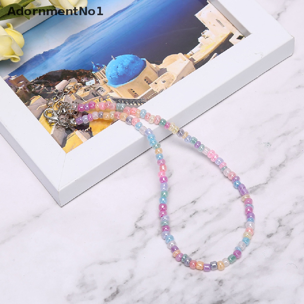 (AdornmentNo1) Kalung Choker Rantai Manik Warna Warni Gaya Boho Untuk Wanita