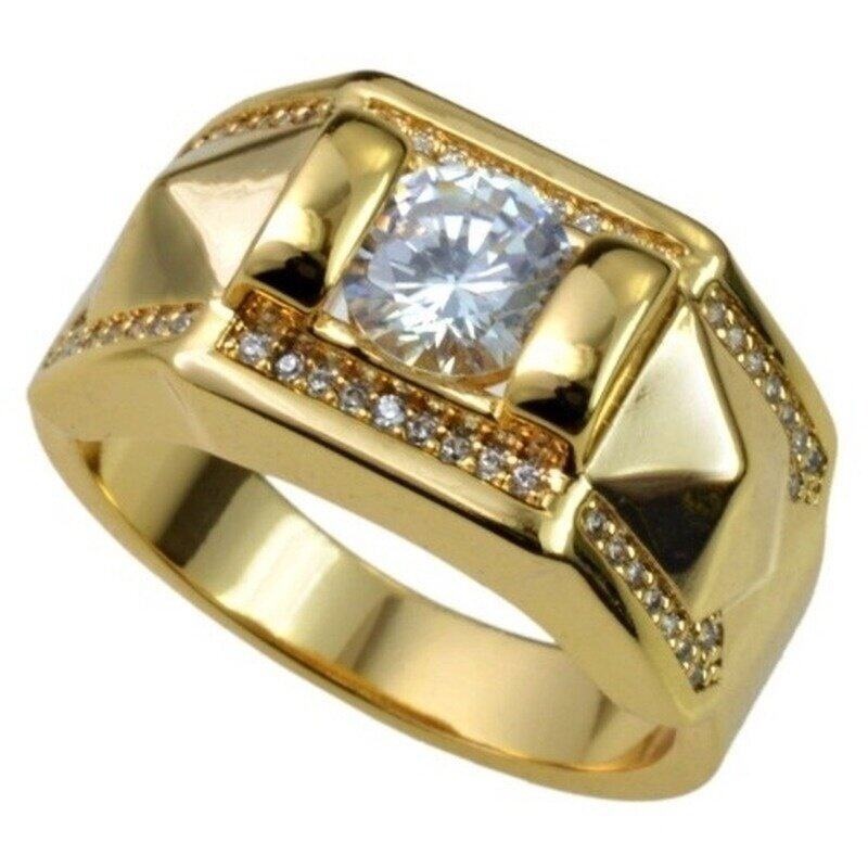 Set Cincin Zircon Berlian 18K Gold Ukuran 7-14 - 5-12 Untuk Pria Dan Wanita