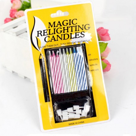 Lilin Ajaib Magic Candle Relighting Isi 10pcs Lilin Ulang Tahun Nyala Kembali Anniversary Christmas Natal Kue Cake Topper