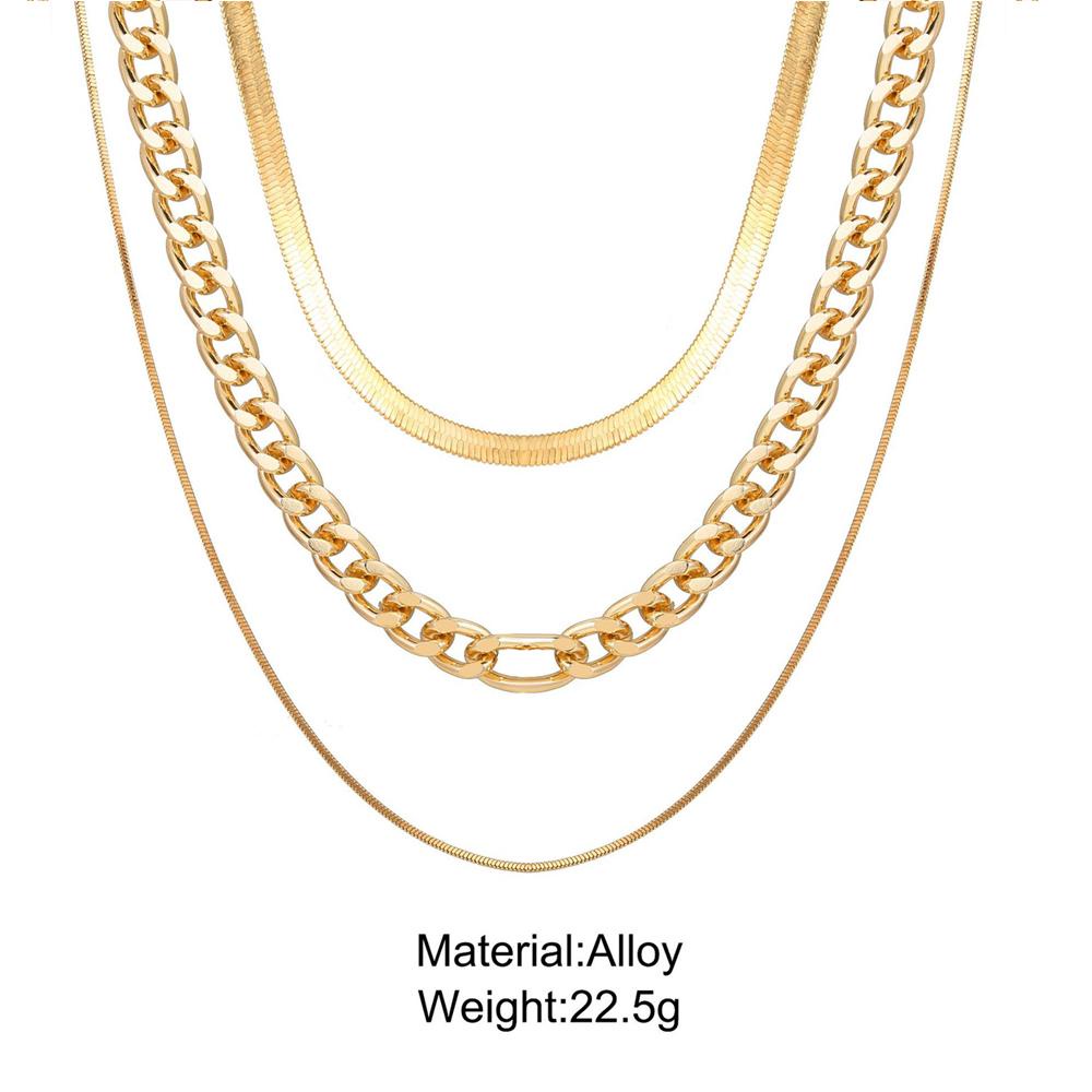 Nanas Multilayer Kalung Wanita Chunky Golden Coin Chain Choker