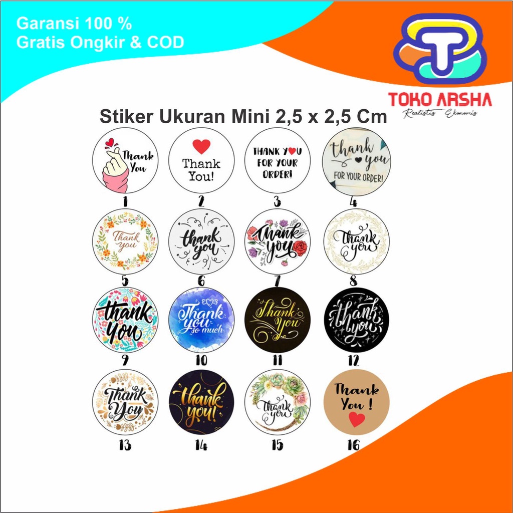 

(min order 100 pcs) Stiker ThankYou Stiker Tanks For Your Order Thank You Bulat Mini TOKO ARSHA