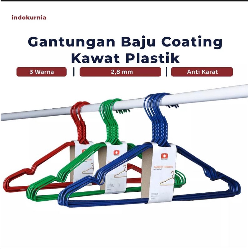 Gantungan Baju Coating Kawat Plastik Warna