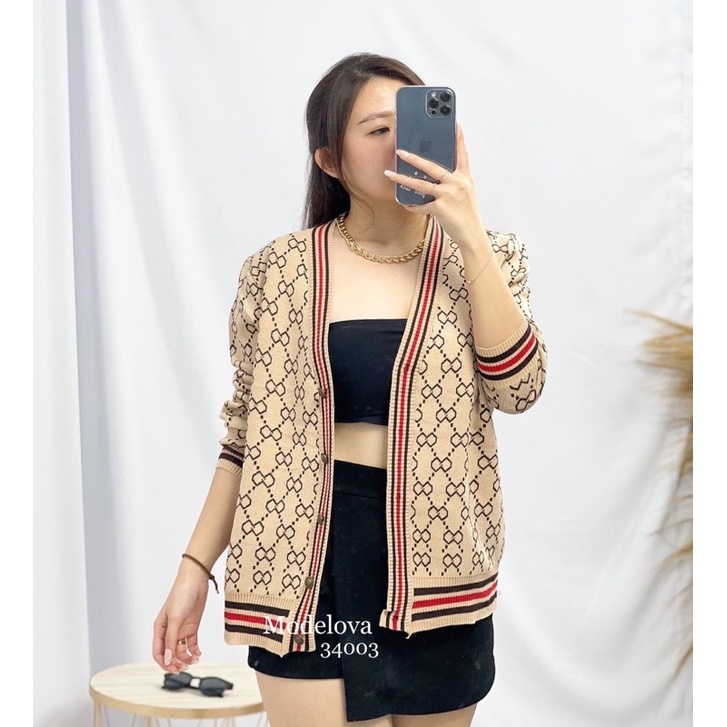 MDLV ~ 34003 Diamond Knit Cardigan Gece Knit Cardigan Women Cardigan Rajut Tebal Cardigan Rajut wanita Cardigan Rajut Premium Cardigan Rajut branded Fashion Import