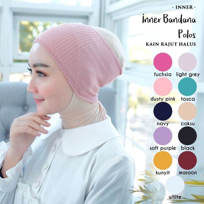 Termurah - Inner Bandana Polos Bahan Rajut Nyaman Dipakai | Bisa Cod