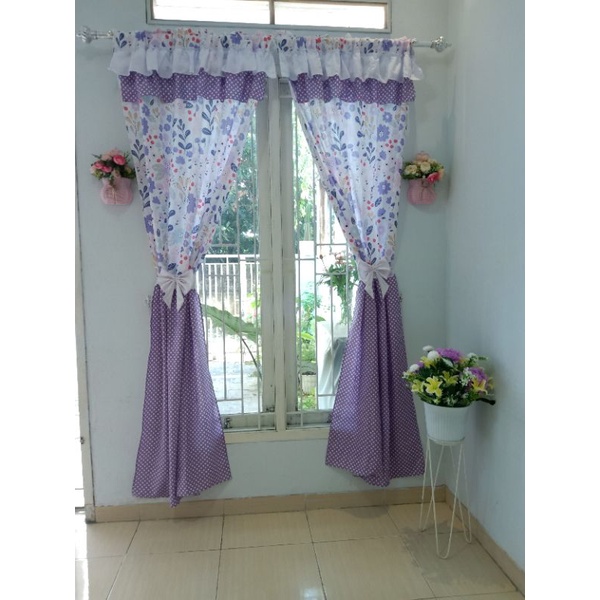 gorden shabby ungu rempel atas 2 susun