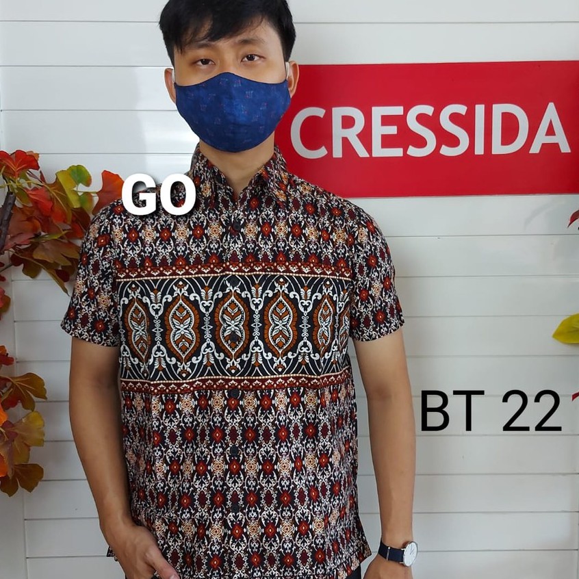 gof CRESSIDA KEMEJA BATIK Pakaian Pria Atasan Kemeja Hem Casual Reguler Original Lengan Pendek Bagus