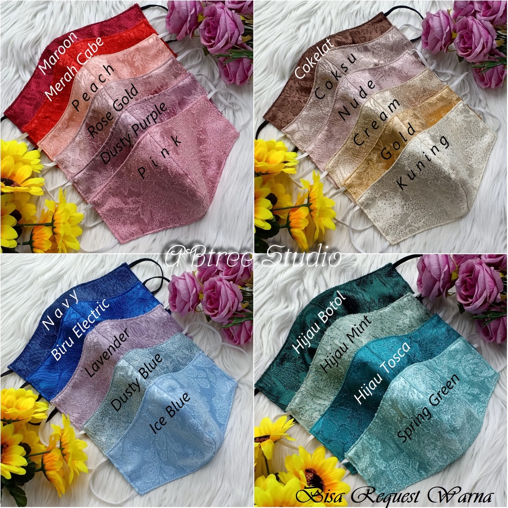 Masker jaguard premium | jaquard cantik banyak varian warna | masker kondangan akad nikah pengantin