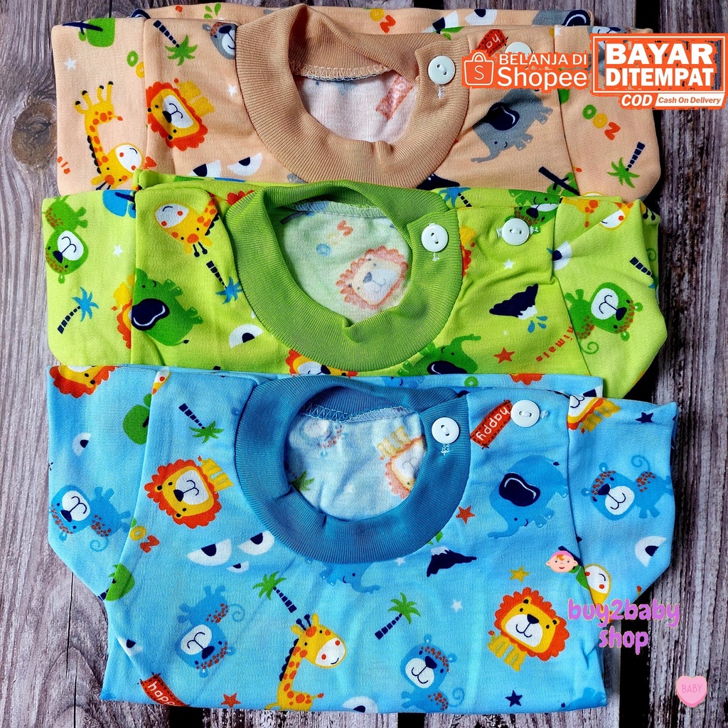 Kaos lengan pendek bayi Cico Miko Happy Jungle Series 0-12 Bulan 3 PCS