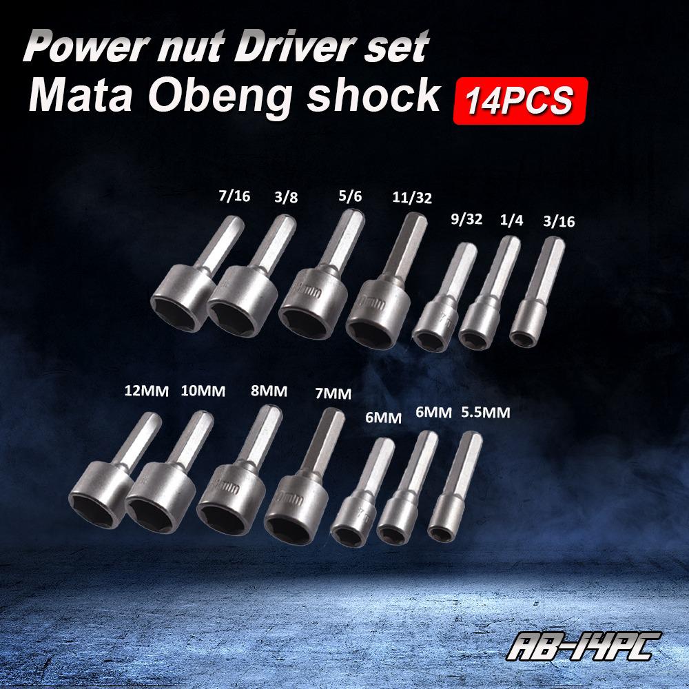 YUKIDO Kunci Sok set 14 ukuran / Mata Bor Soket / Power Nut Wrench Hexagonal Baut Baja Ringan