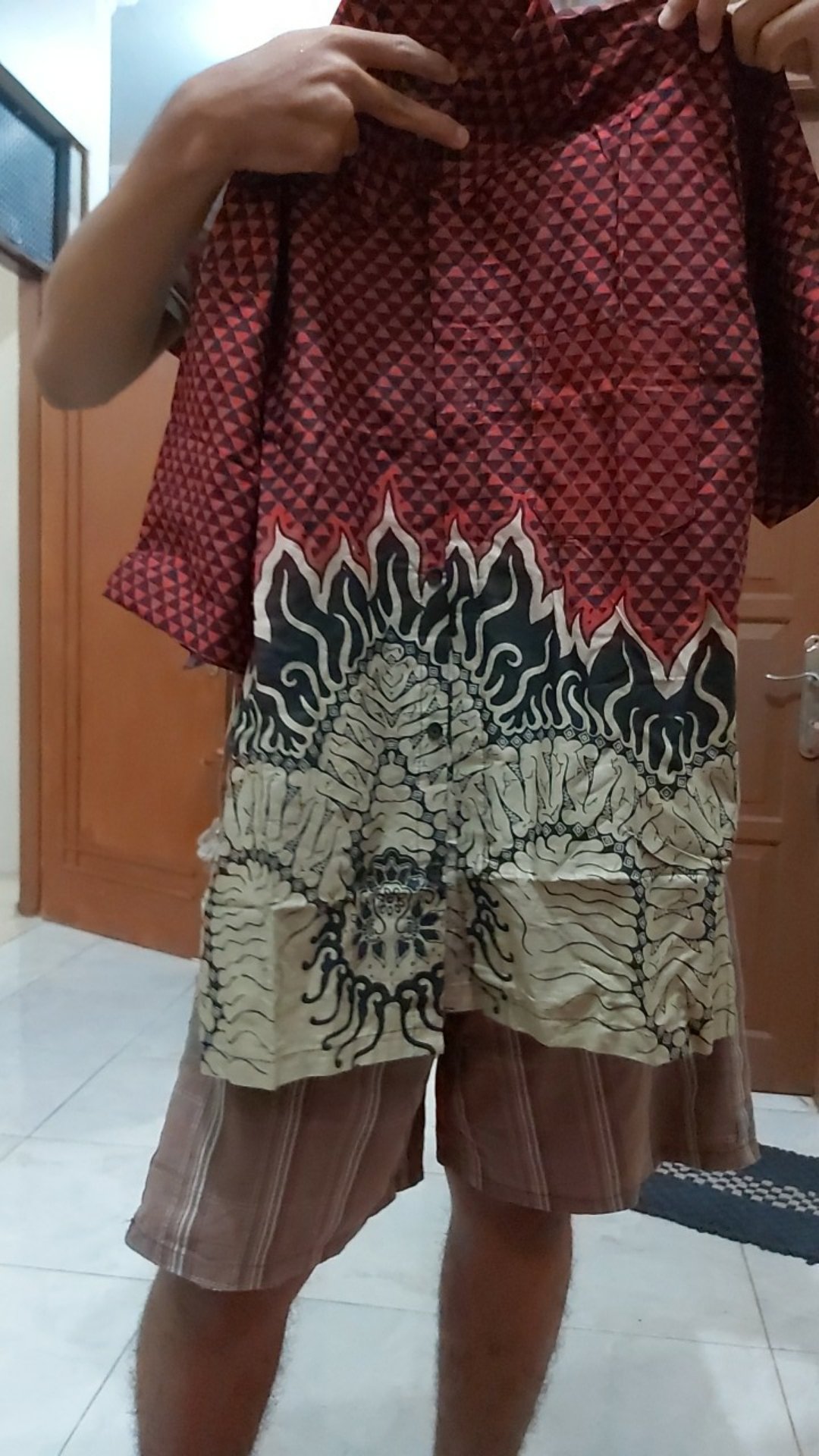 Batik Couple Keluarga Sania Ruffle Ori Ndoro Jowi Dnt Motif Bara Api Merah