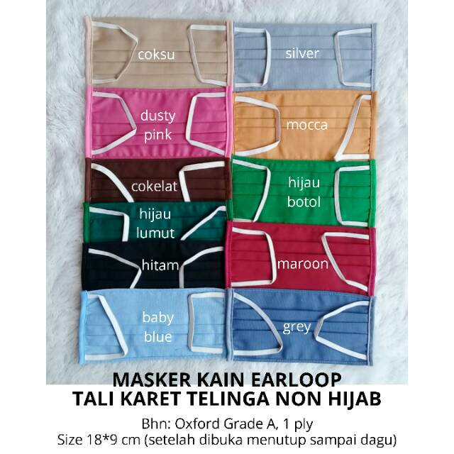 Masker Kain Earloop Karet Telinga Non Hijab Cantol Di Telinga Oxford Grade A 1 Ply Tebal Murah Shopee Indonesia