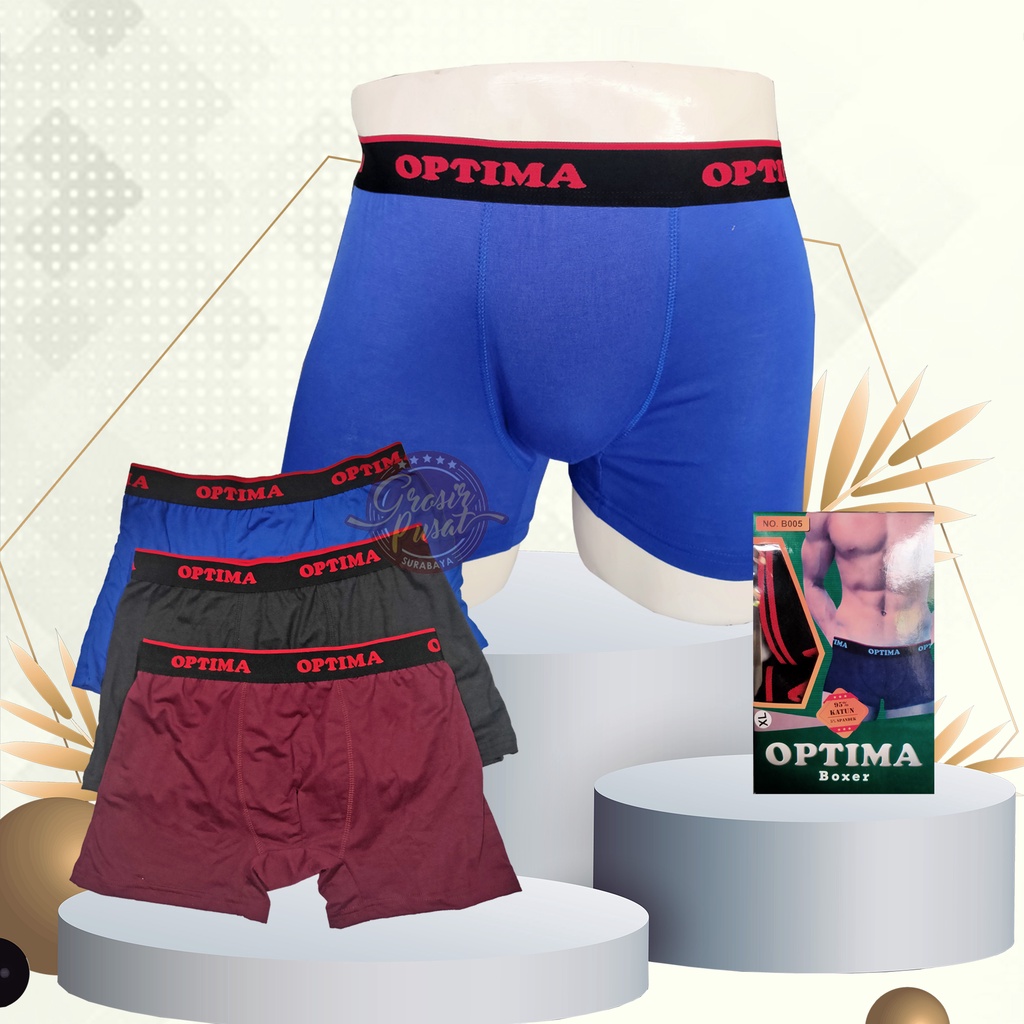 Celana Boxer Pria Celana Dalam Merk Optima Bahan Katun Elastis