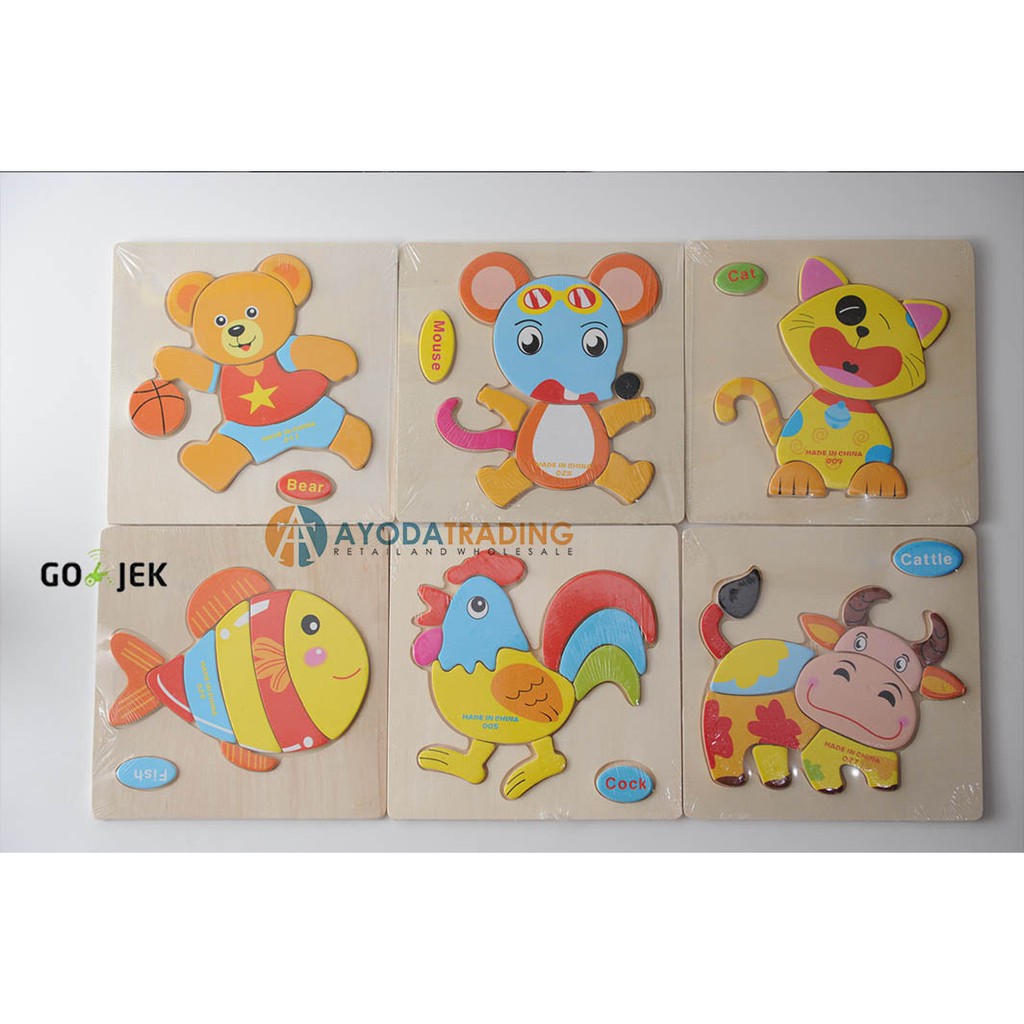 Puzzle 3D Mainan Edukasi Mainan Kayu Early Learning