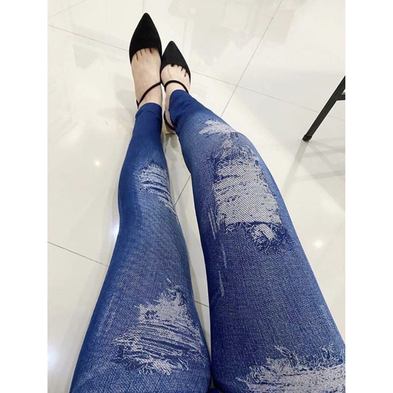 CELANA LEGGING WANITA MOTIF JEANS / LEGGING STEVY IMPORT E1