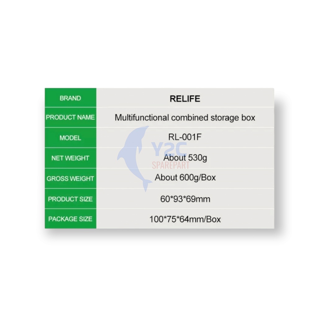 STORAGE BOX RELIFE RL-001F / KOTAK PENYIMPANAN OBENG SOLDER PINSET / ALAT SERVIS SERVICE HP LENGKAP TERLENGKAP TERMURAH