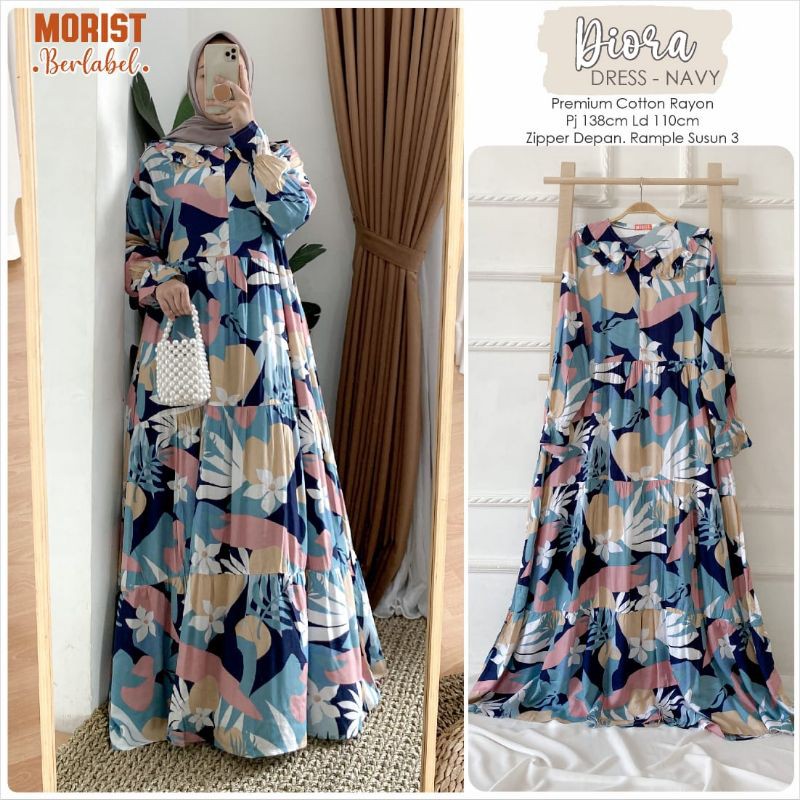 Gamis rayon motif bunga kekinian motif bunga terbaru