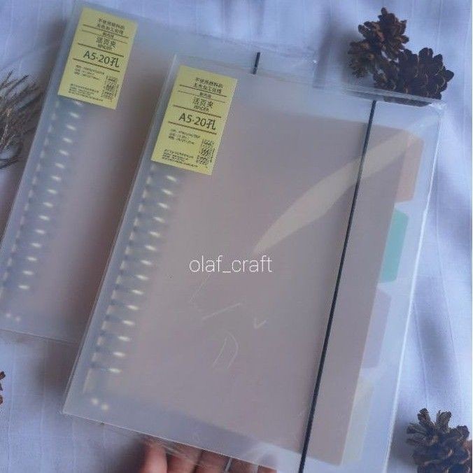 

[olaf_craft] Binder A5 transparan pastel 20 rings buku catatan