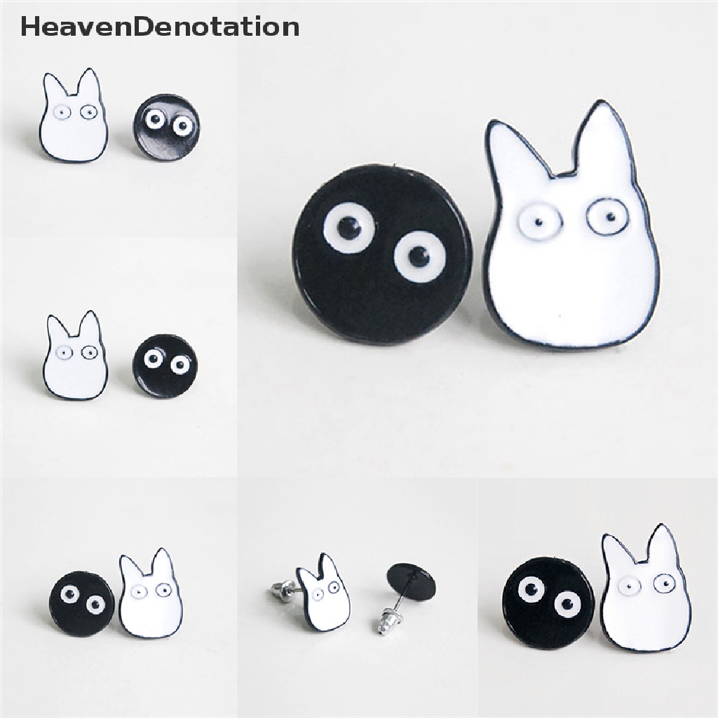 1 Pasang Anting Stud Tindik Desain Kartun Hewan Totoro Untuk Wanita