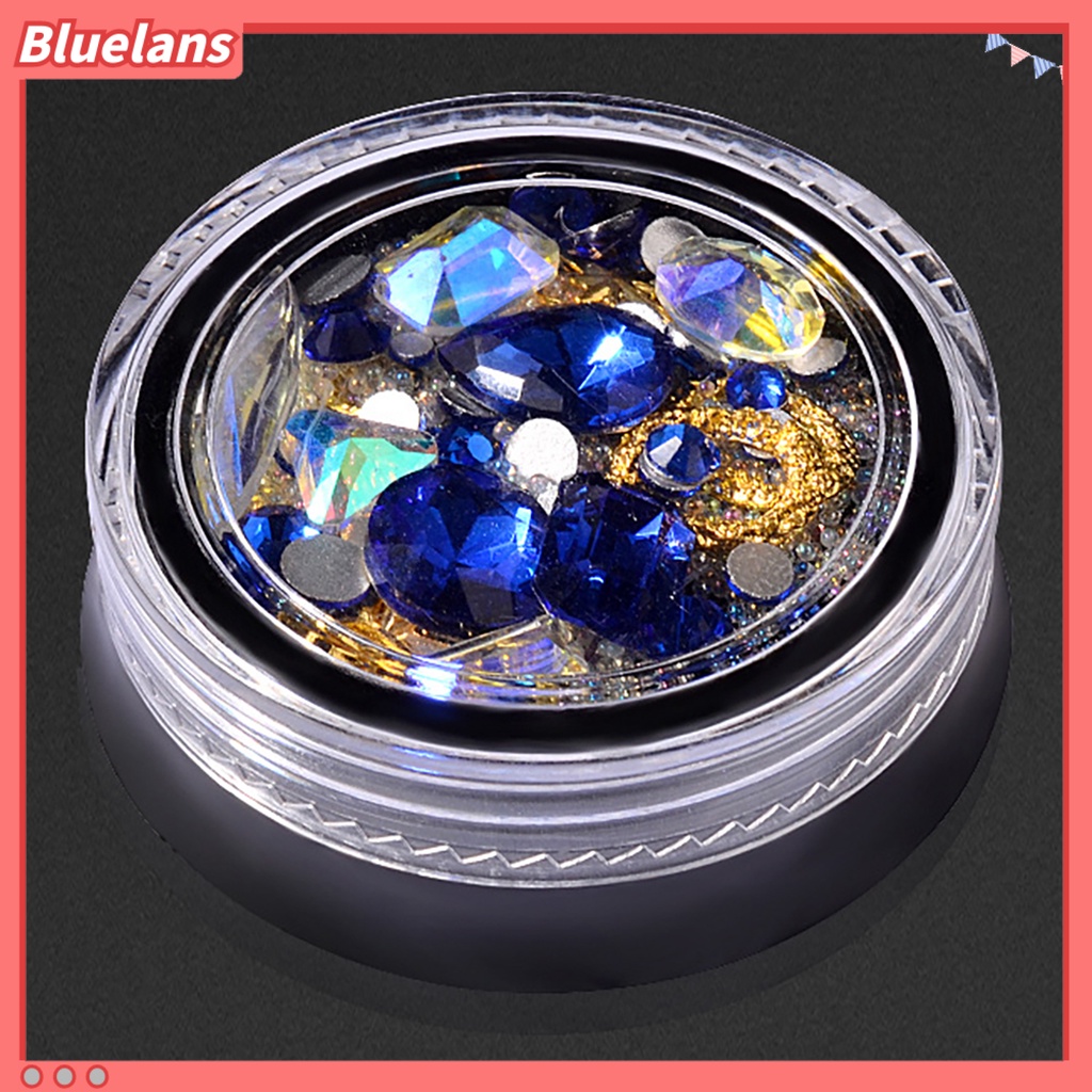 Bluelans Manik-Manik Berlian Imitasi 3D Warna-Warni Untuk Dekorasi Nail Art