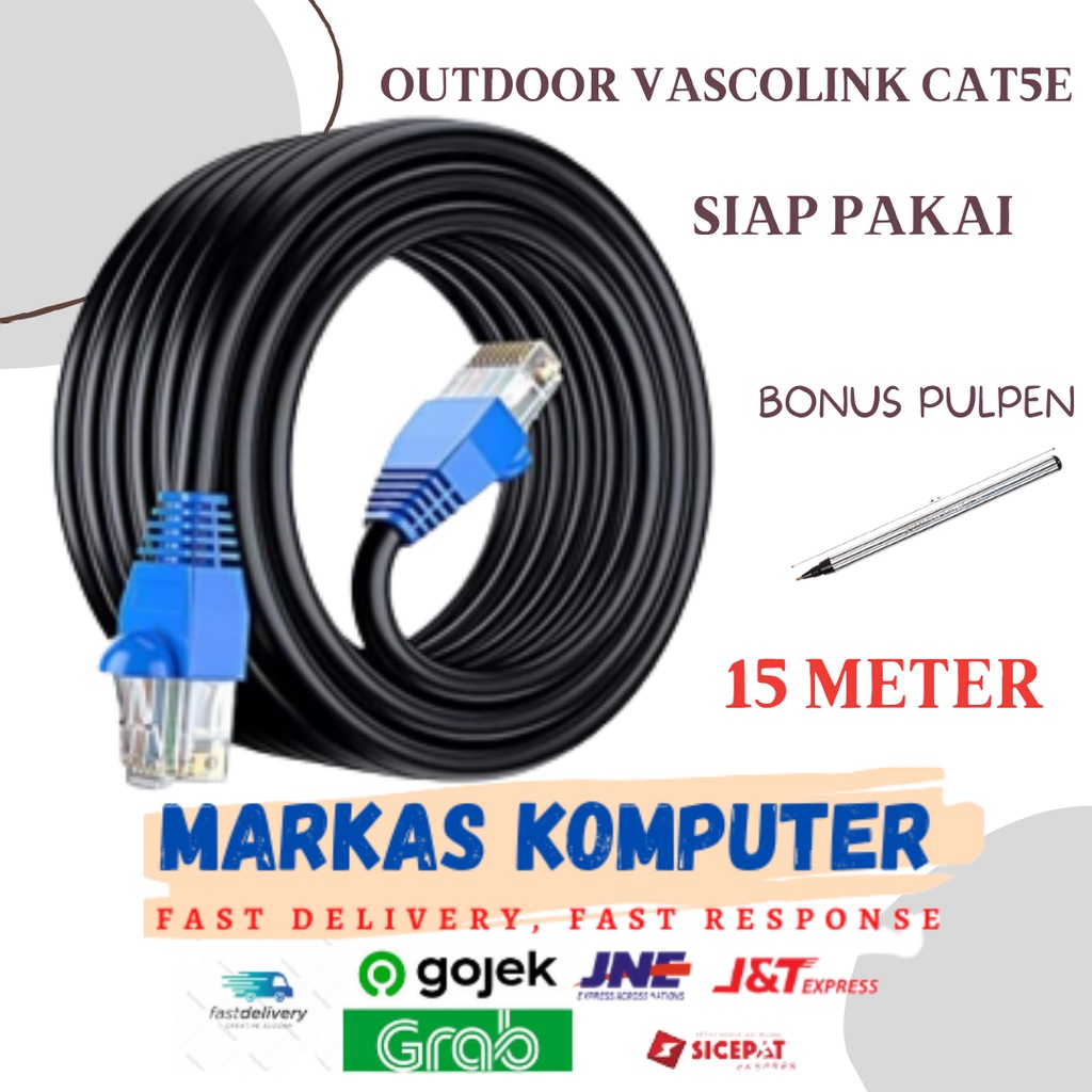 Kabel Lan Cat5E 15m Outdoor Siap Pakai 15 Meter UTP CAT5E OUTDOOR