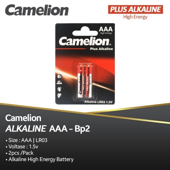 ORIGINAL CAMELION 2 Pcs Plus Alkaline Baterai AAA LR03 Battery