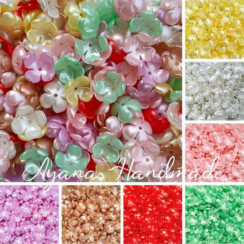 50pcs Manik bunga clover Semanggi broken white