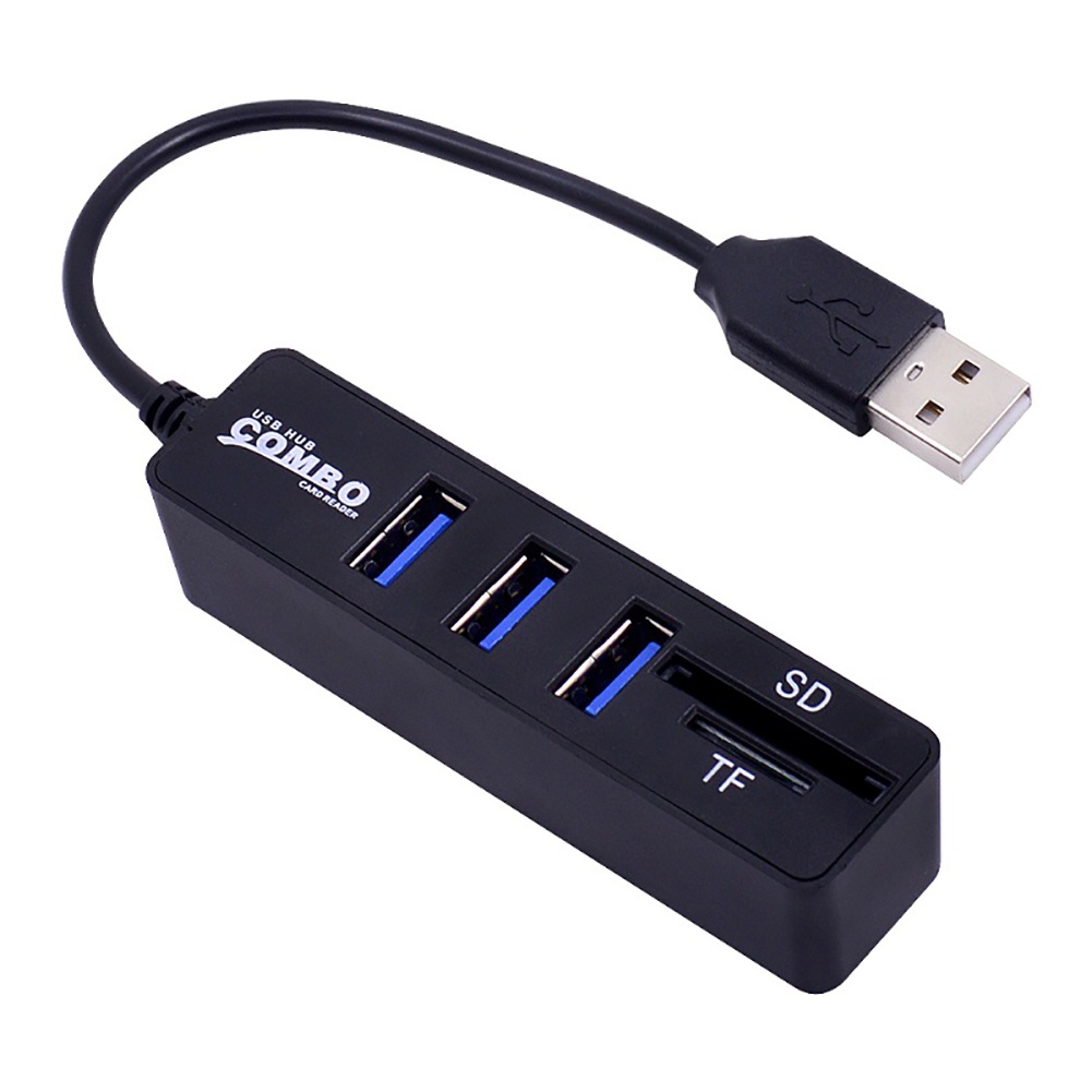 Hub Adapter Splitter 3 Port USB 2.0 SD / TF Card Reader Combo Untuk Komputer Laptop