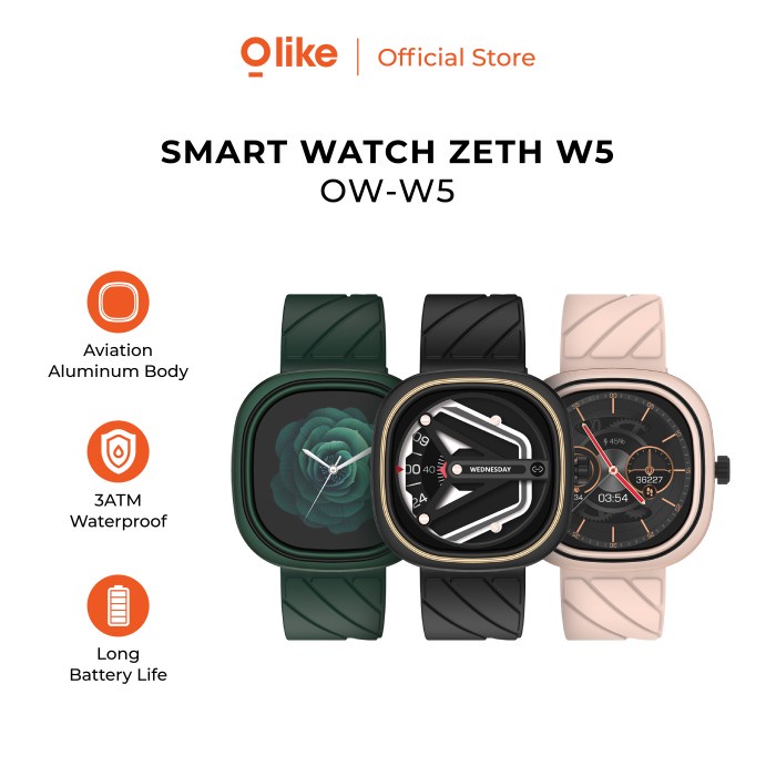 Olike Smart Watch Zeth W5 OW-W5 Support iOS 9.0+ Android 4.4+ Original - Hitam