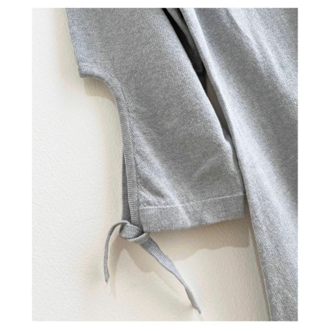 Amelie grey tied sleeve detail knit top