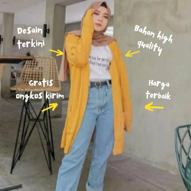 Kardigan Wanita Rajut Halus Long Cardigan