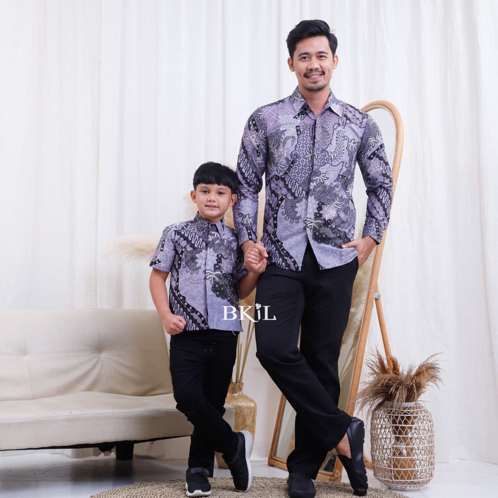 TERBARU Couple sweet || couple batik ayah dan anak cowok BATIK UNGU BATIK 2022 BATIK VIRAL Batik Lilac Batik Purple Batik sage tua