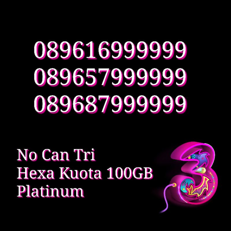 NOCAN Nomor Cantik Kartu Perdana 3 Tri Three 4G LTE Kuota 100 GB PLATINUM