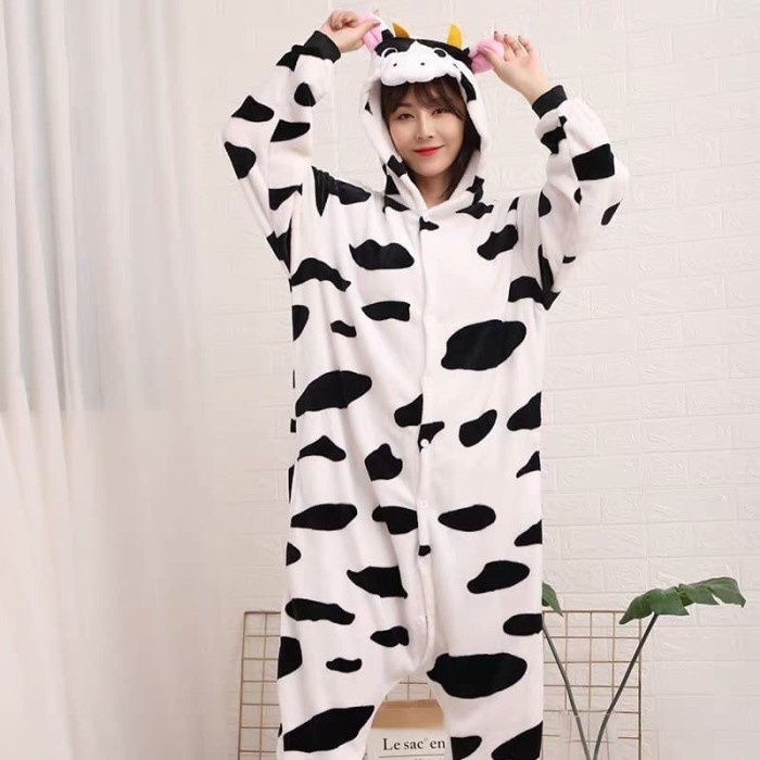 baju tidur BAJU ONESIE BONEKA SAPI COW PIYAMA KOSTUM COSPLAY - S best seller perempuan dress gaun te