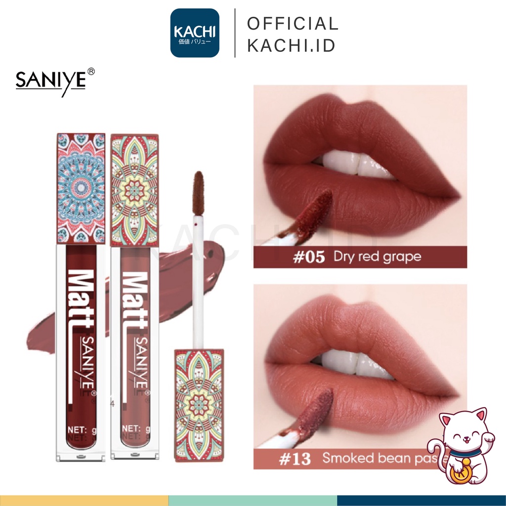 KACHI - SANIYE Fashion Girls Matte Lip Gloss Liquid Lip Tint Lipstick Motif Batik Waterproof SA003