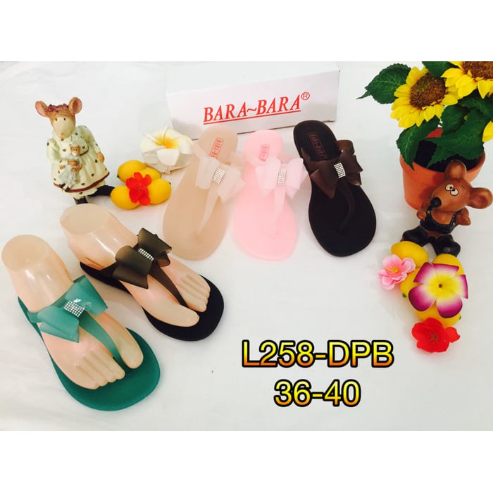 258dpb sendal sandal cewek jepit jelly kaca bara bara barabara import