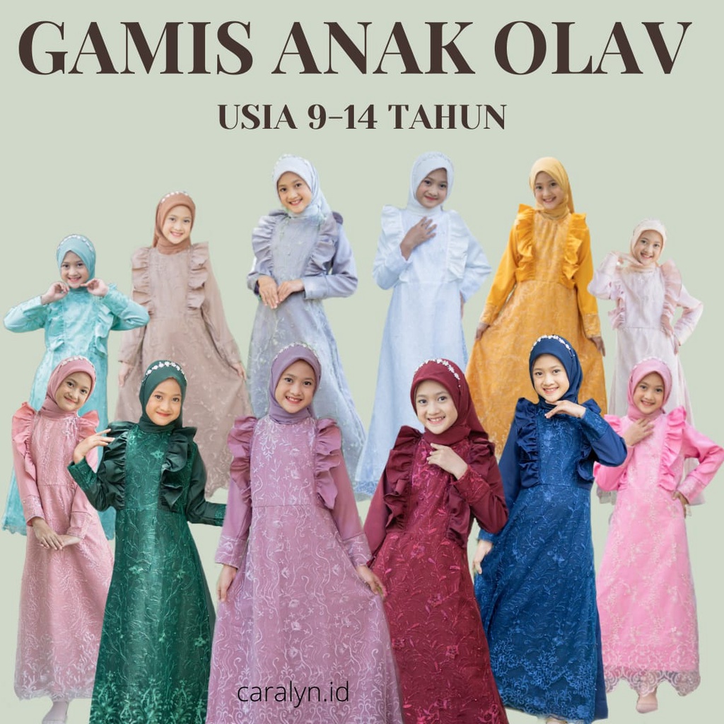 GAMIS ANAK PEREMPUAN REMAJA BRUKAT PESTA OLAV CANTIK 9-14 TAHUN