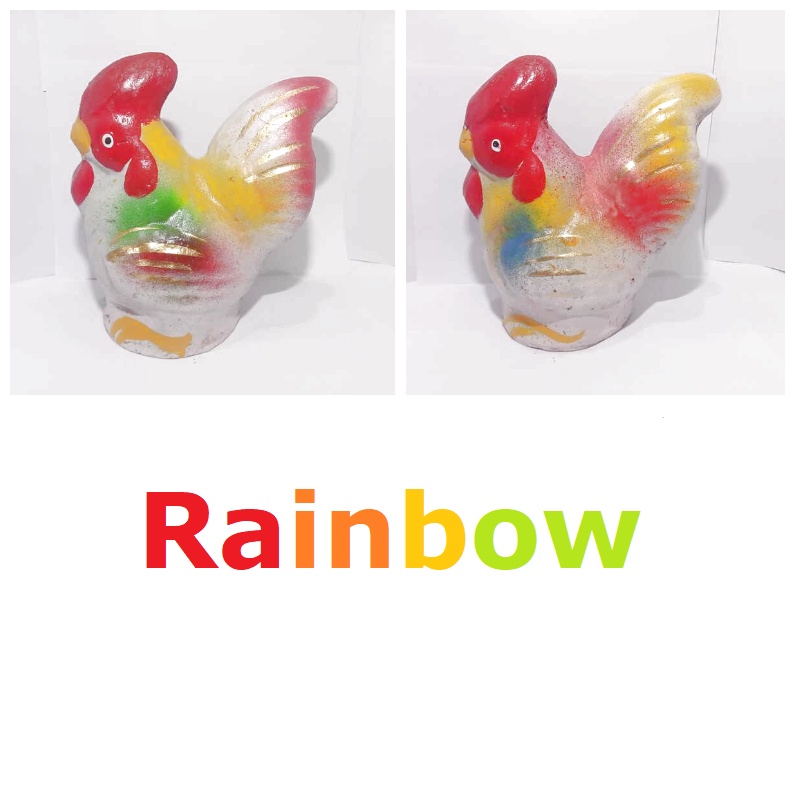Celengan tanah liat ayam premium unik besar murah bisa COD garansi pecah uang kembali-rainbow