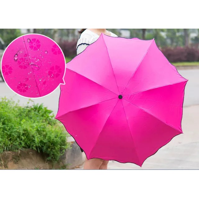 Payung Lipat 3D 3 Dimensi Magic Umbrella Payung Ajaib Timbul Motif Berubah Warna Motif Anti UV Lapis Hitam Gelombang