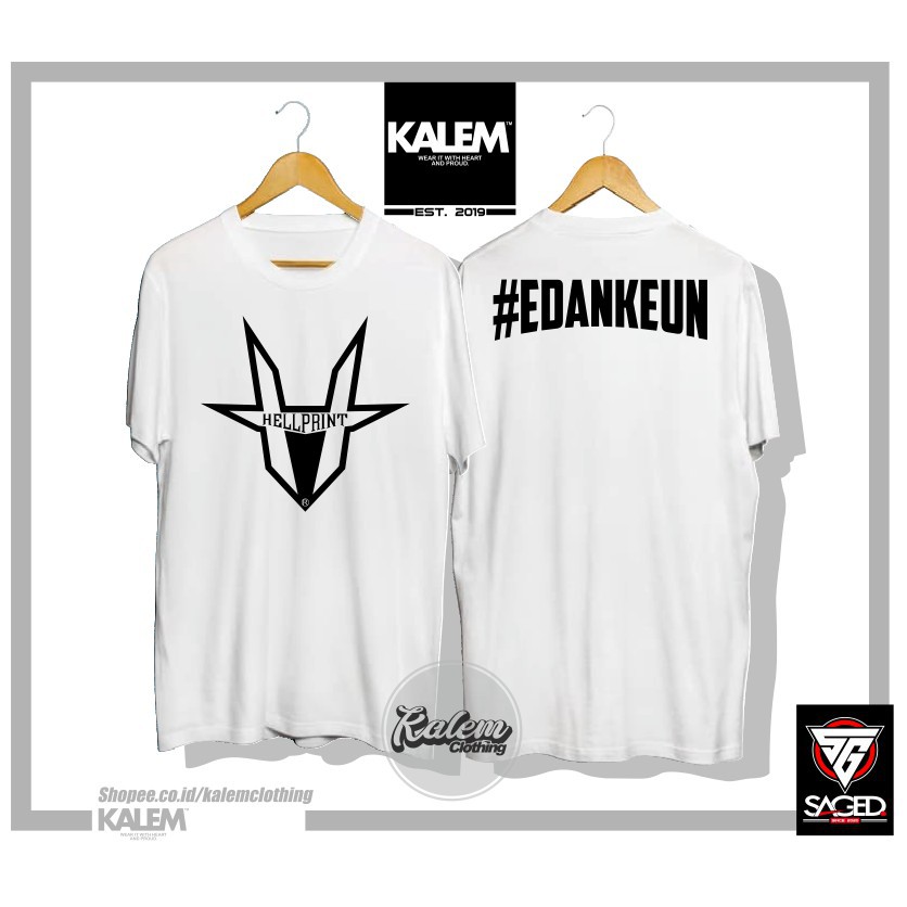 Kaos Baju Disrto HELLPRINT / EDANKEUN Logo Murah / Kaos Musik Original KALEMCLOTHING -Mawar