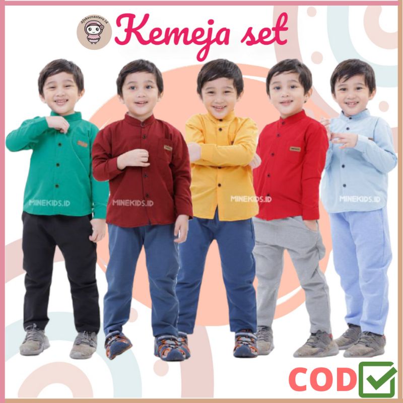 Afsheenastore Kemeja Set Anak Laki Laki By Minekids / Ready Size 1