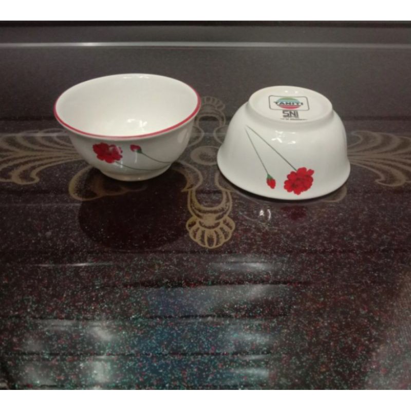 mangkuk mini taniti/kopin motif kembang/ayam jago 3 inch 1 pcs