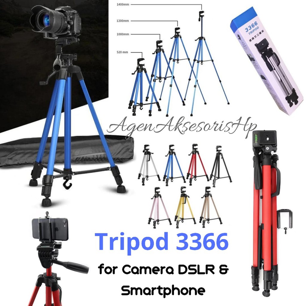 TRIPOD 3366 Tripod Stand for Smartphone Camera DSLR Portable Phone Live Selfie 3366 Tripod