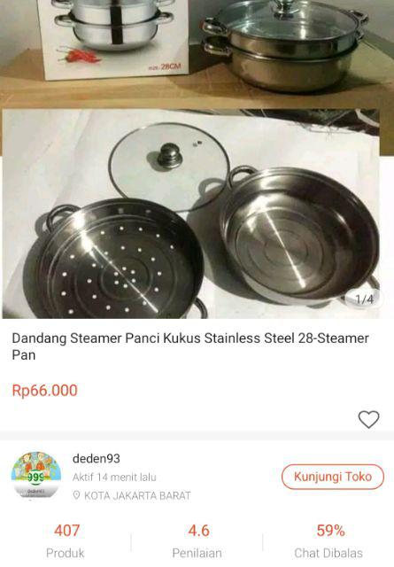 Dandang Steamer Panci Kukus Stainless Steel 28-steamer Pan