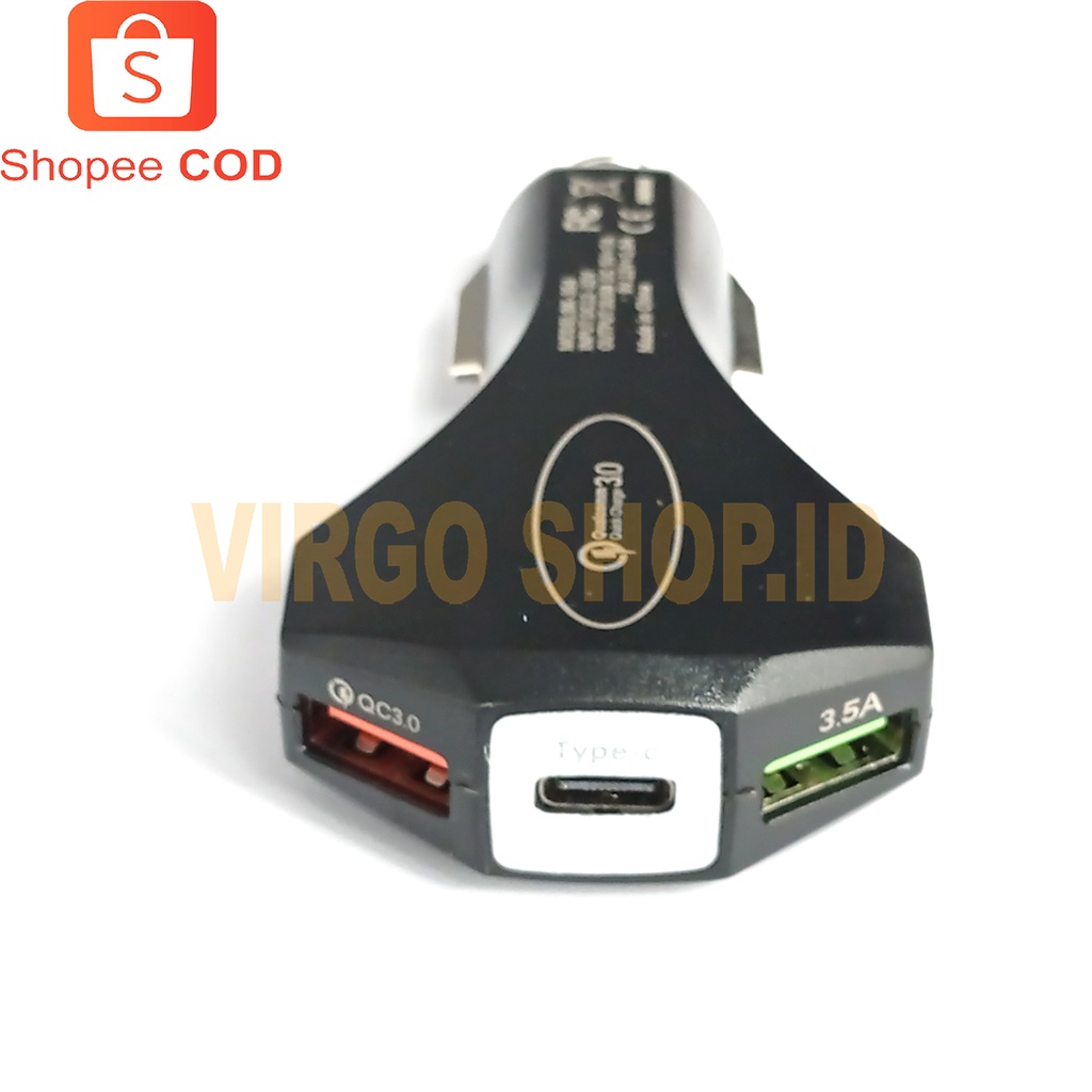 Car Charger 3 Port Lighter VINYX Quick Charge 3.1A USB 3 Port Type C PD QC3.0 Qualcomm / Charger / USB / Qualcomm / Quick Charger 3 0