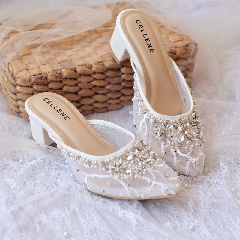 CELLENE KaLa Beads Heels 4 warna / Wedding Shoes Payet 5cm