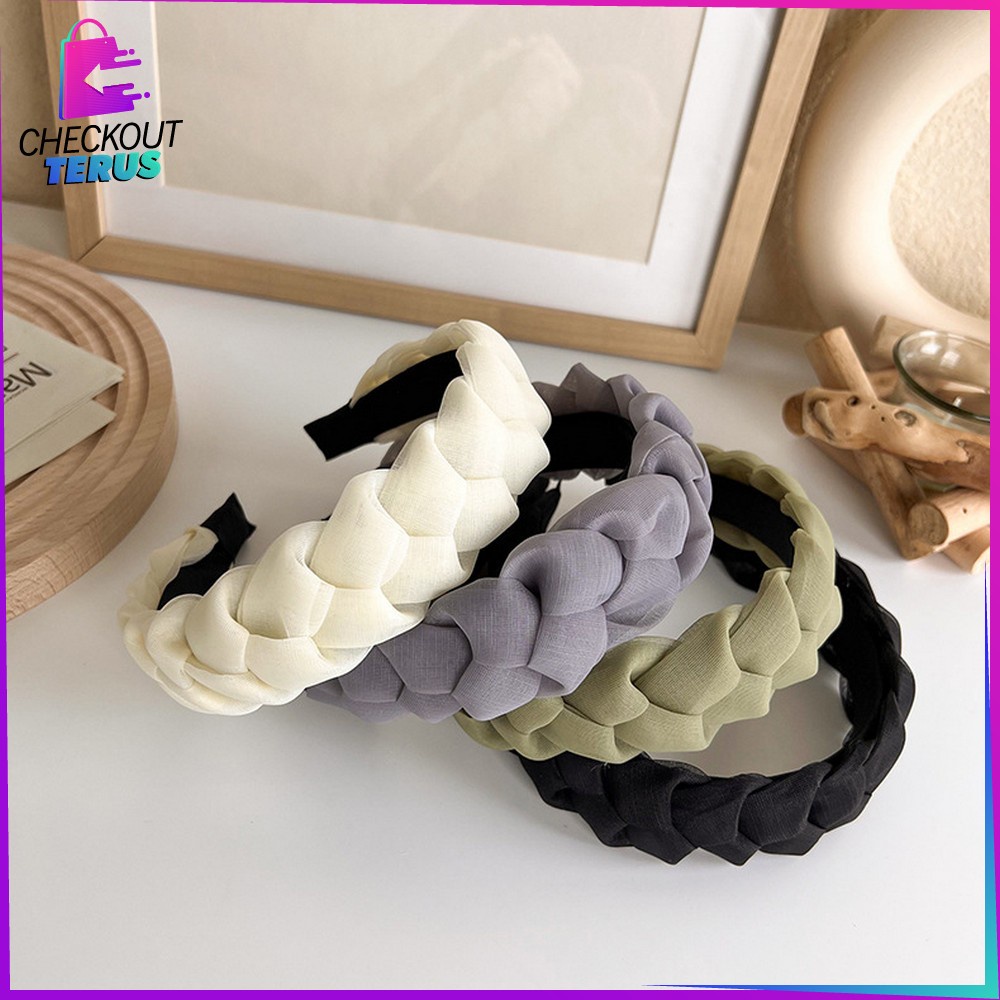 CT C530 Bando Kepang Wanita Scrunchie Headband Kepang Jalin Besar Ala Korea Aksesoris Rambut Wanita Bando Bandana