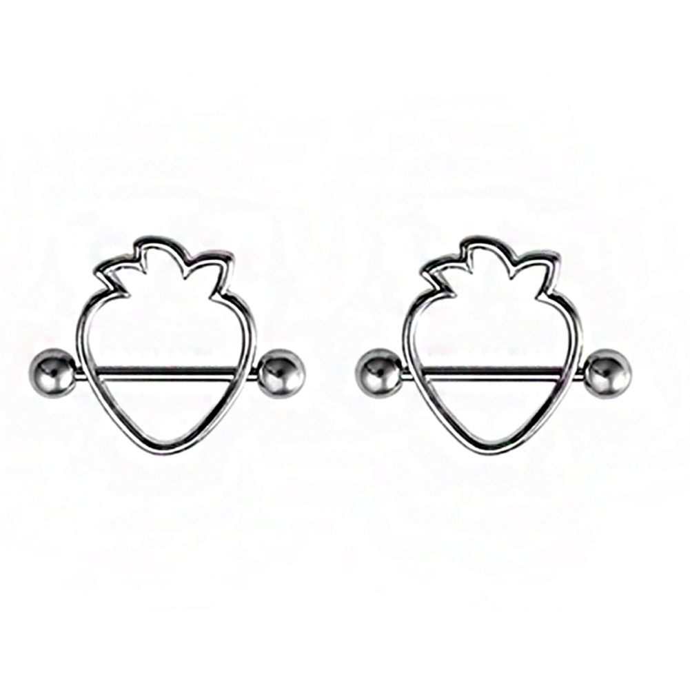 1 Pasang Anting Tindik Puting Bentuk Hati / Bunga Bahan Stainless Steel Untuk Wanita